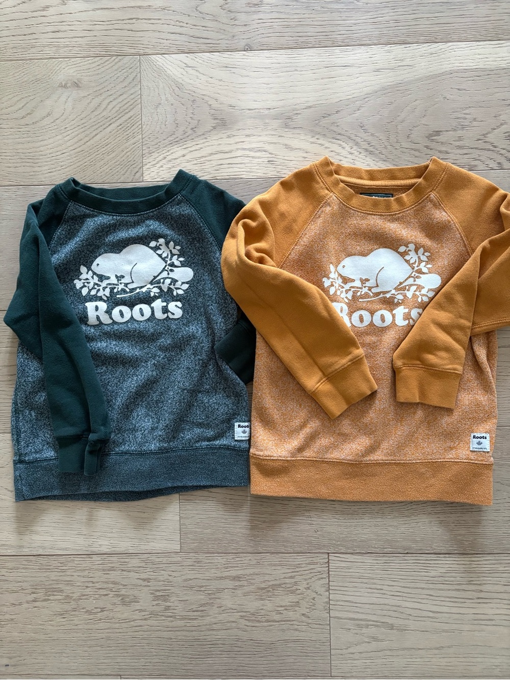 Roots Kids' Crewneck Sweatshirt - Mustard and Forest Green
